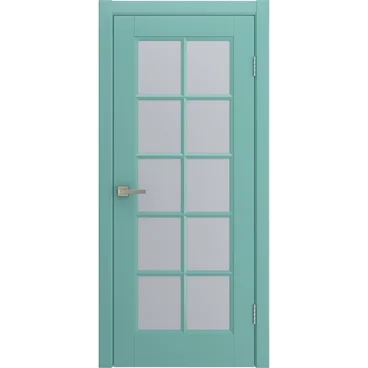 Межкомнатная дверь Аура бирюзовая эмаль RAL 6027 со стеклом
