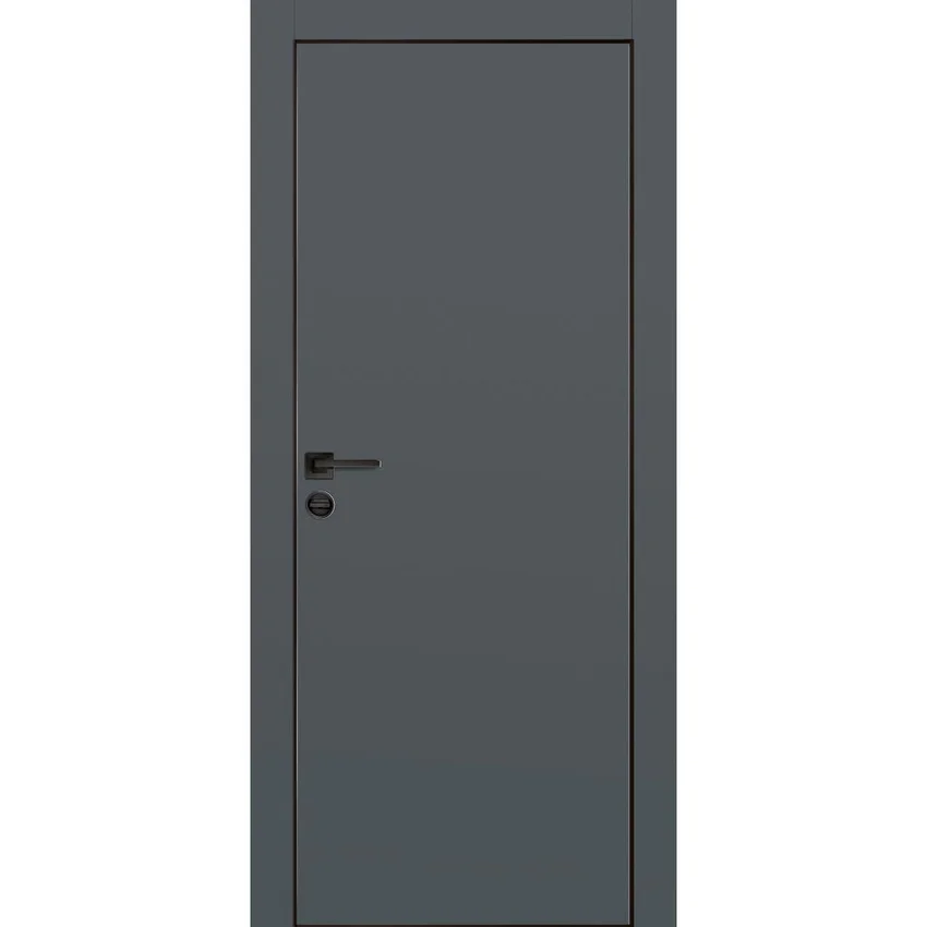 Межкомнатная дверь экошпон PX-1 графит с чёрной AL кромкой