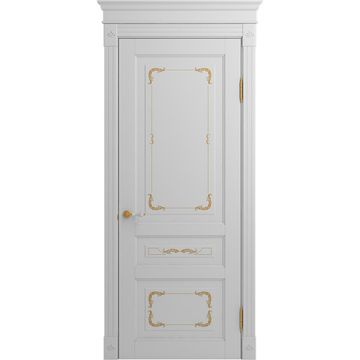 Межкомнатная дверь массив бука Viporte Бергамо Арт аворио патина золото глухая