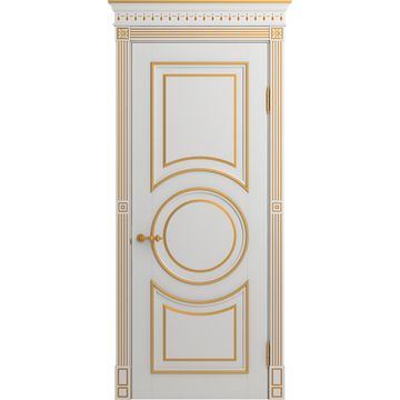 Межкомнатная дверь массив бука Viporte Лацио Амбиенте белая эмаль патина золото глухая