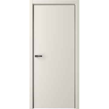 Межкомнатная дверь эмаль Лайн 1 латте глухая чёрная алюминиевая кромка