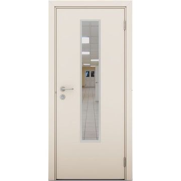 Влагостойкая дверь крем матовый остеклённая модель 2