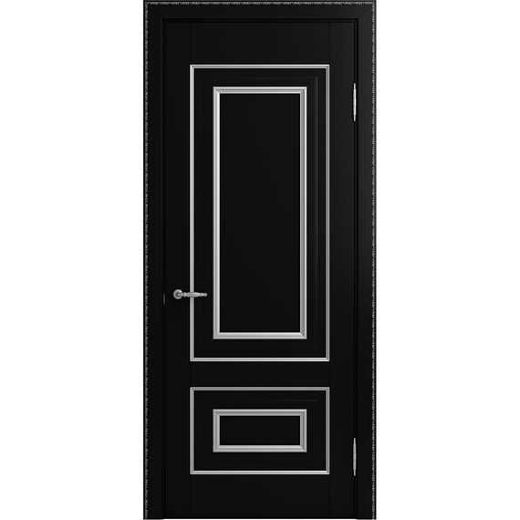 Межкомнатная дверь массив бука Viporte Неаполь нуар патина серебро глухая