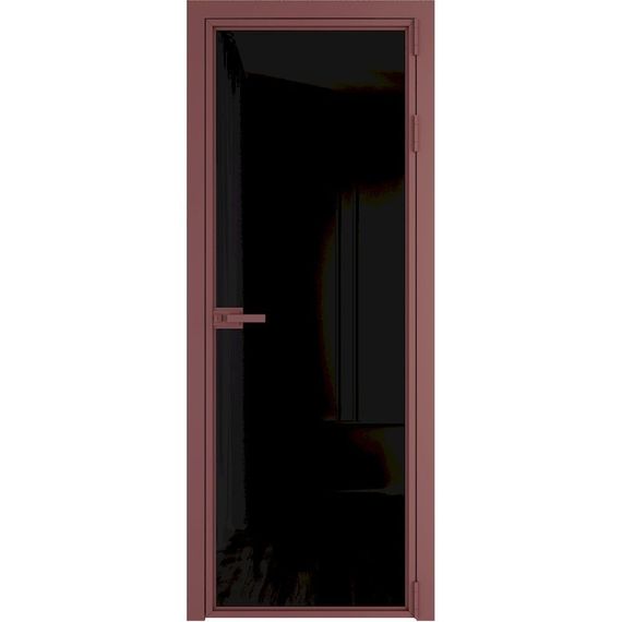 Алюминиевая межкомнатная дверь 1AХ красный антрацит остеклённая