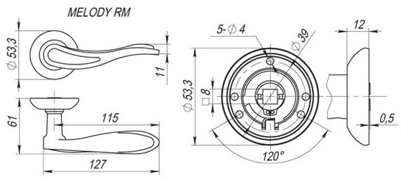 Ручка раздельная R.RM54.MELODY (MELODY RM) AB/GP-7 бронза/золото