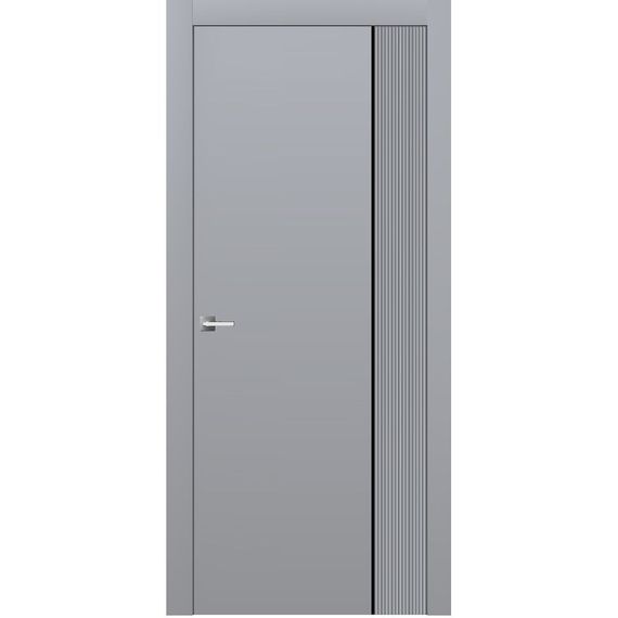 Межкомнатная дверь эмаль Ofram Линнея 6 серая с молдингом глухая