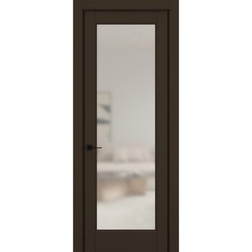 Межкомнатная дверь керамик SC 3 коричневый остеклённая