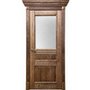 Межкомнатная дверь массив дуба с багетом Болонья остеклённая дуб коньяк