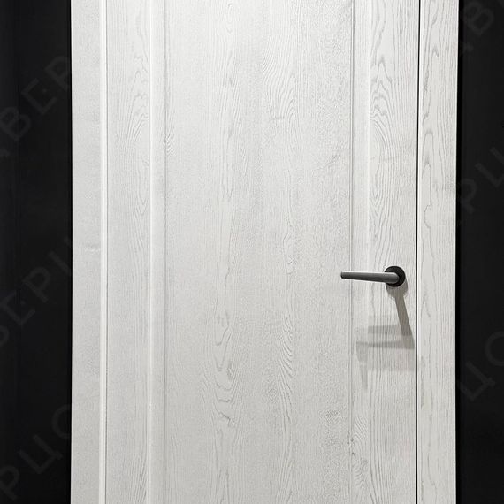 Межкомнатная дверь массив дуба эмаль Дверцов Кастро глухая белый RAL9019