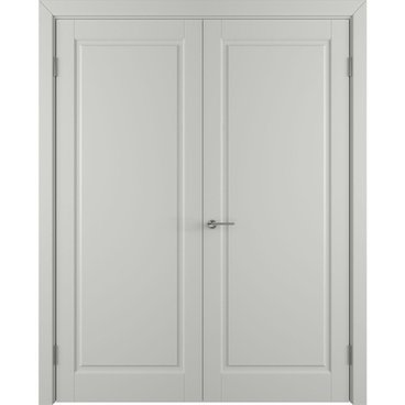 Двухстворчатая распашная дверь Аура светло-серая эмаль глухая