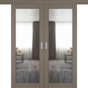 Двустворчатая дверь купе 501.2 орех с зеркалом с одной стороны