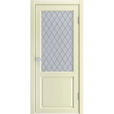 Межкомнатная дверь экошпон Emalit 2 слоновая кость со стеклом