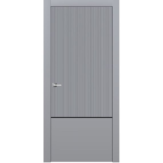 Межкомнатная дверь эмаль Ofram Линнея 9 серая с молдингом глухая
