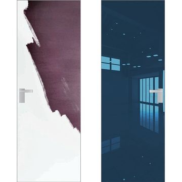 Скрытая дверь 0M снаружи под покраску внутри зеркало Blue AL кромка