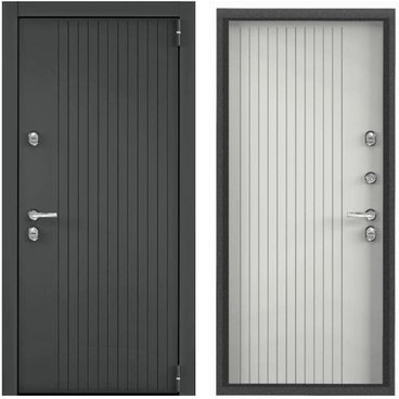 Входная стальная дверь Torex Snegir PRO PP ЛКП графит S60-L1 ПВХ бьянко S60-L1