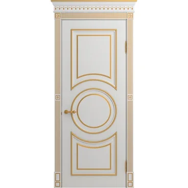 Межкомнатная дверь массив бука Лацио Амбиенте белая эмаль патина золото глухая