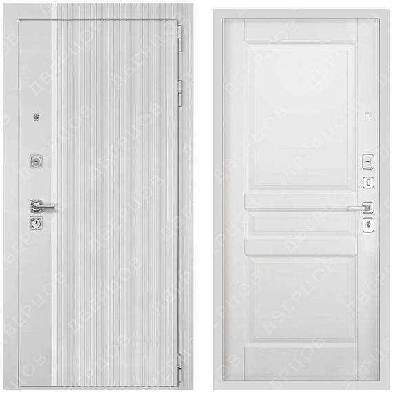 Входная дверь Президент Лайн ПВХ белый матовый панель гармония