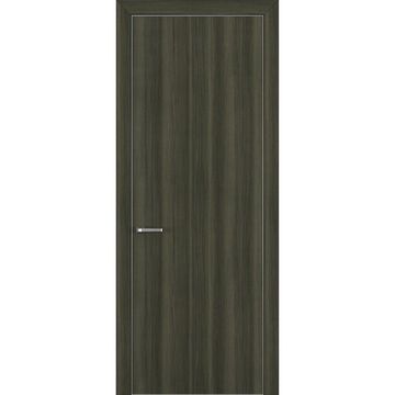 Межкомнатная дверь Квалитет К7 дуб тёмный с алюминиевой кромкой