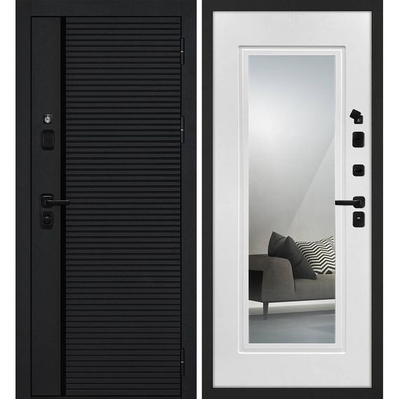 Входная дверь Галактика-173 панель белое дерево зеркало