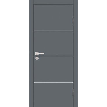 Межкомнатная дверь ПЭТ P-2 графит глухая кромка ABS в цвет полотна