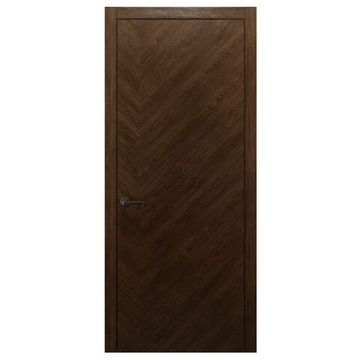 Межкомнатная дверь массив дуба Alvero Флэт-IХ орех глухая