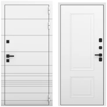 Входная дверь Бионика белый матовый панель кобальт