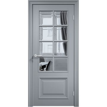 Межкомнатная дверь эмаль Дверцов Брессо 5 цвет серый RAL 7047 остеклённая