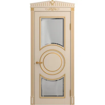 Межкомнатная дверь массив бука Лацио Амбиенте ваниль патина золото остекление 5