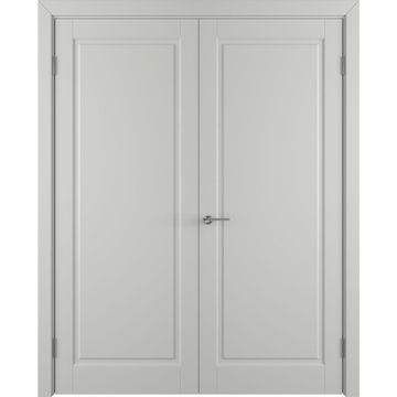 Двухстворчатая распашная дверь Аура светло-серая эмаль глухая