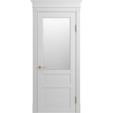 Межкомнатная дверь массив бука Viporte Бергамо белая эмаль остеклённая