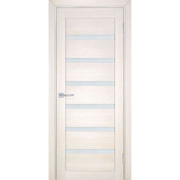 Межкомнатная дверь экошпон Мариам Техно-707 сандал бежевый стекло сатинат белый