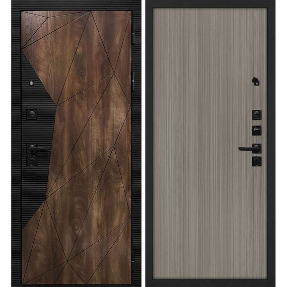 Входная дверь Лофт-2 дуб коньяк патина чёрный кварц панель гладкая эвкалипт португальский