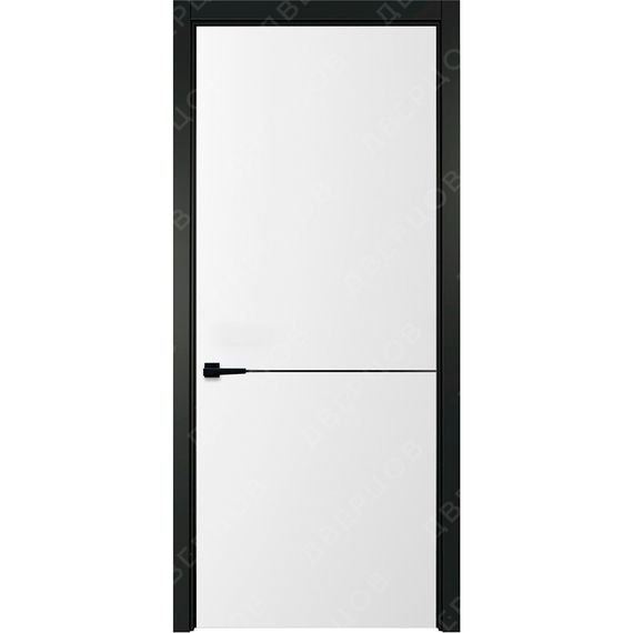 Фото белой двери Лайн 2 с чёрным наличником