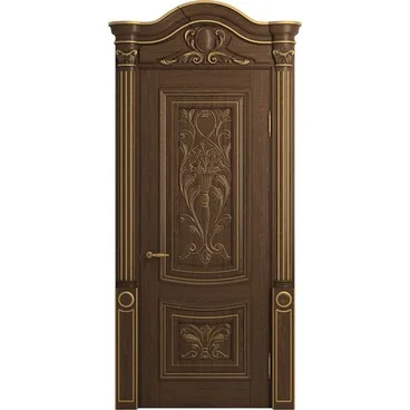 Дверь массив дуба Верона Ампир кофе патина золото глухая