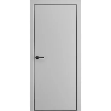 Межкомнатная дверь ПЭТ Премьер серый алюминиевая чёрная кромка