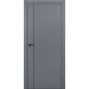 Межкомнатная дверь ПЭТ Silk-5 графит кромка ABS чёрная молдинг