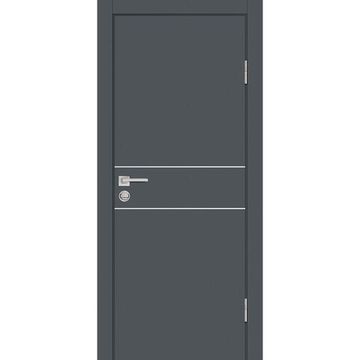Межкомнатная дверь ПЭТ P-15 графит глухая кромка ABS в цвет полотна