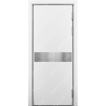 Маятниковая влагостойкая дверь Kapelli белая с отбойной пластиной посередине