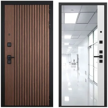 Входная дверь Шторм американский орех чёрный кварц панель зеркало 3D