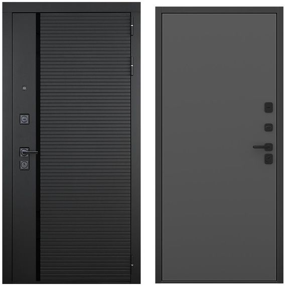 Входная дверь Пиано чёрный кварц панель гладкая антрацит