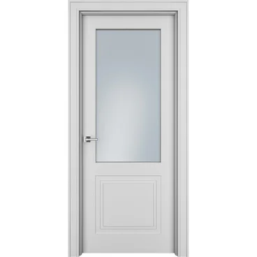 Межкомнатная дверь эмаль Ofram Паспарту-2 белая остеклённая