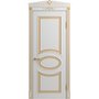 Межкомнатная дверь массив бука Viporte Лацио белая эмаль патина золото глухая