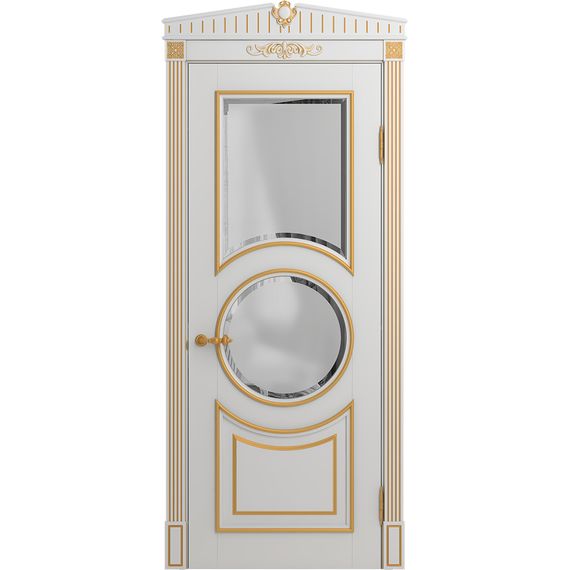 Межкомнатная дверь массив бука Viporte Лацио Амбиенте белая эмаль патина золото остекление 2