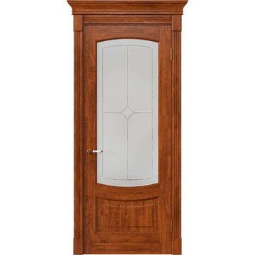 Межкомнатная дверь массив дуба Alvero Алина янтарь остеклённая