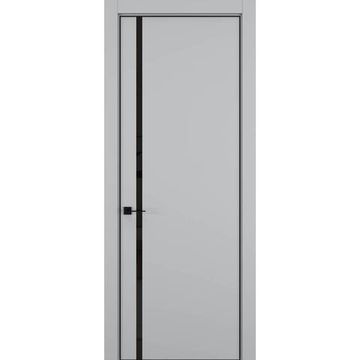 Межкомнатная дверь керамик MN 5 шеллак серый стекло чёрное