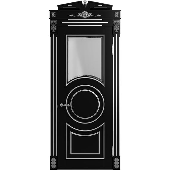 Межкомнатная дверь массив бука Viporte Лацио Амбиенте нуар патина серебро остекление 1