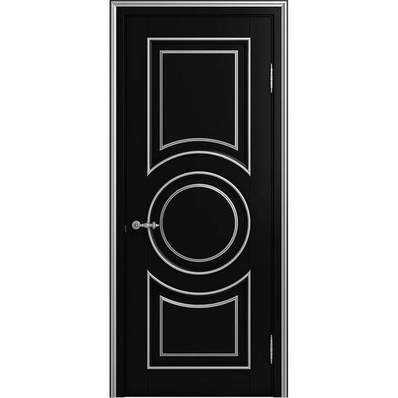 Межкомнатная дверь массив бука Viporte Лацио Амбиенте нуар патина серебро глухая