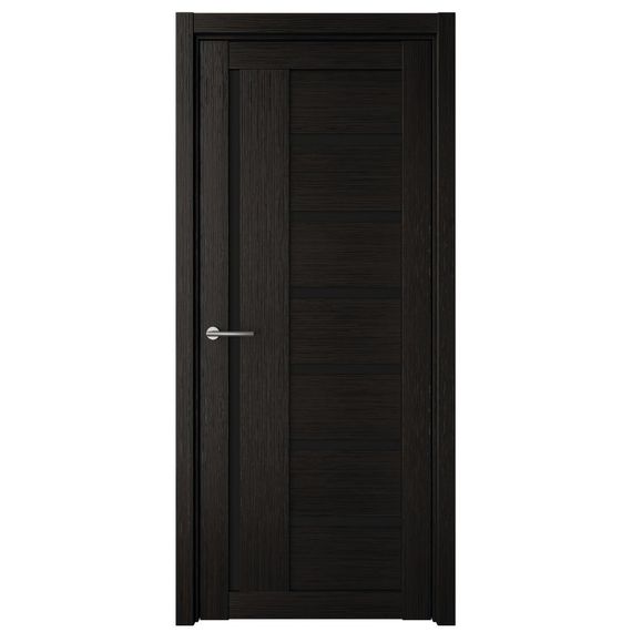 Фото двери Мадрид эко-шпон тёмный кипарис стекло чёрное