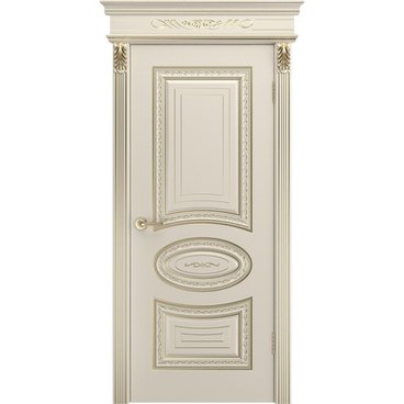 Межкомнатная дверь эмаль Лира В2 шампань патина белое золото глухая