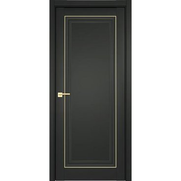 Межкомнатная дверь Прадо 2 винил чёрный молдинг золото глухая